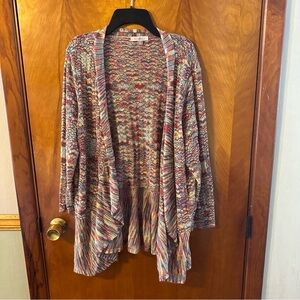 Roz & Ali Colorful Knit Open Cardigan